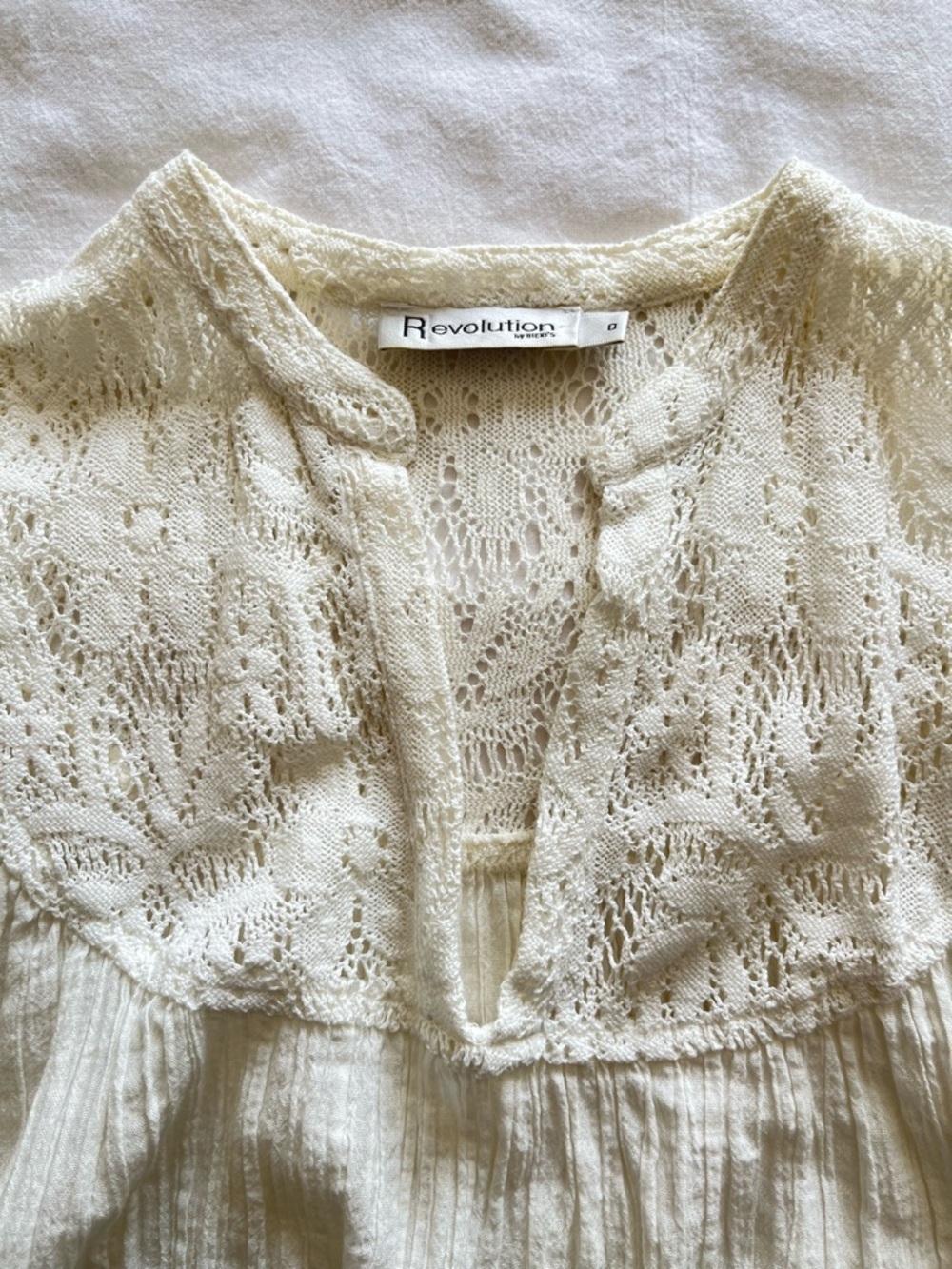 Ricki’s White Lace Boho Blouse Peasant Gauze Top Size 0 Cottagecore Romantic - Picture 10 of 16